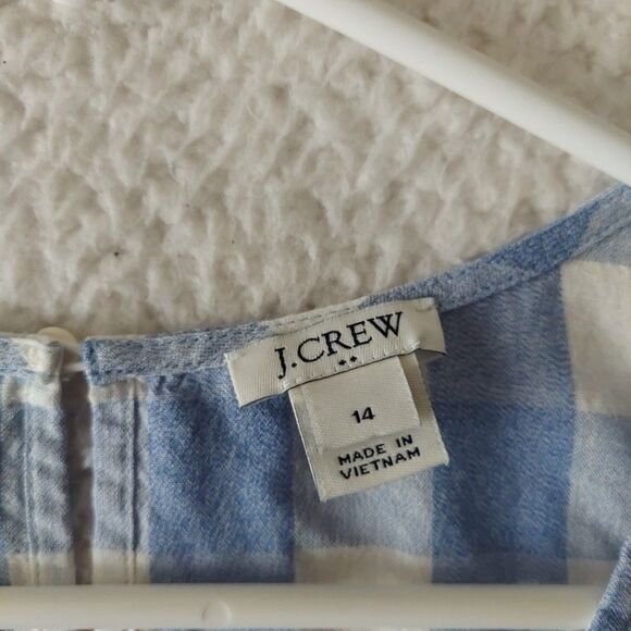 J. Crew Factory Top Cotton Linen Blue White Gingham Sleeveless Front Womens 14 - Picture 3 of 12